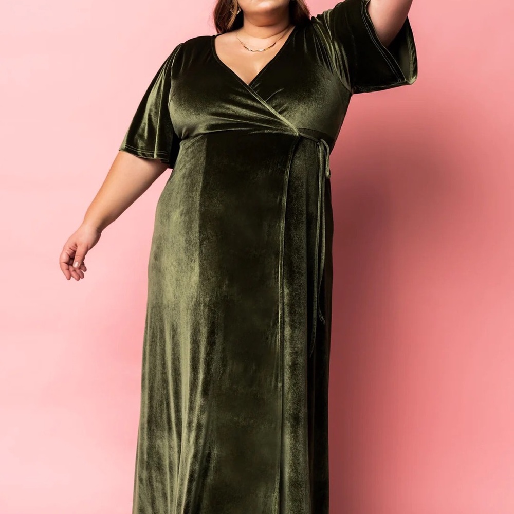 Baltic Born - Maxi wrap dress in Olive — XL